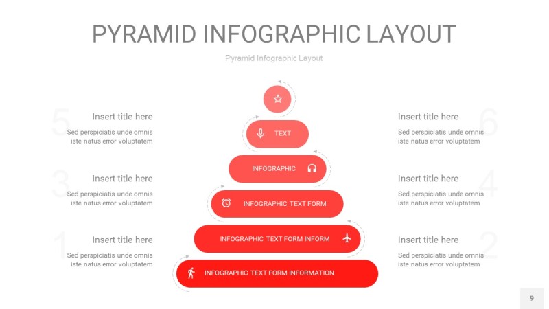 红色3D金字塔PPT信息图表9