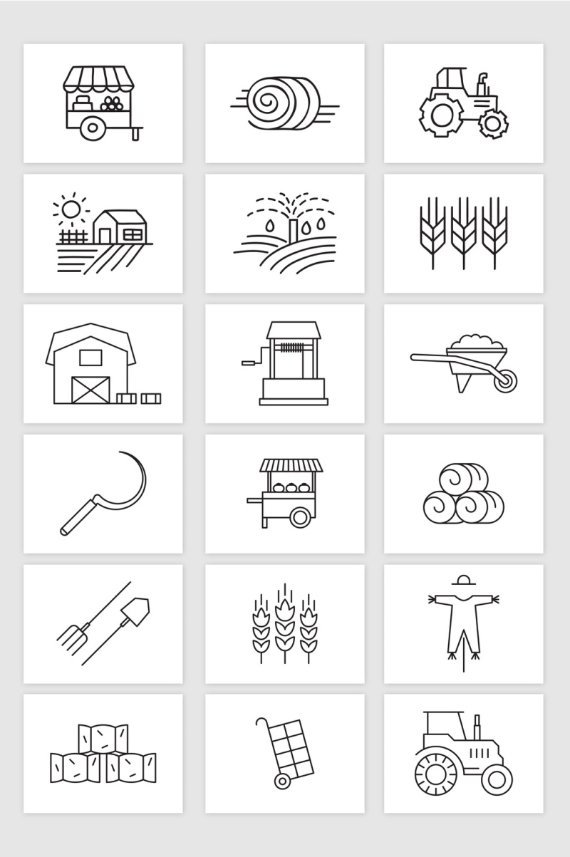 矢量线条农场元素