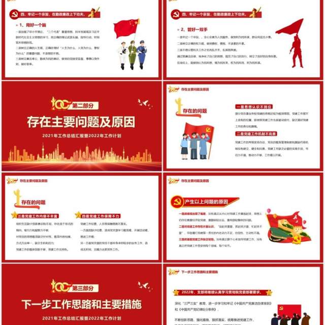 红色党政风党支部书记述职报告PPT模板 红色党政风党支部书记述职报告PPT模板