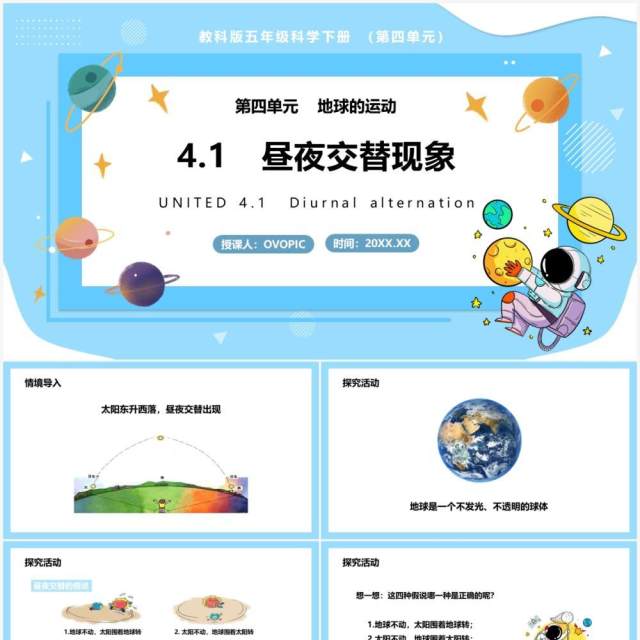 教科版五年级科学下册昼夜交替现象课件PPT模板 教科版五年级科学下册昼夜交替现象课件PPT模板