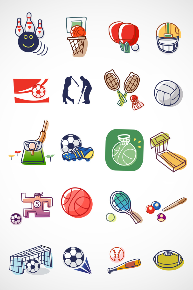 手绘插画体育矢量图形元素