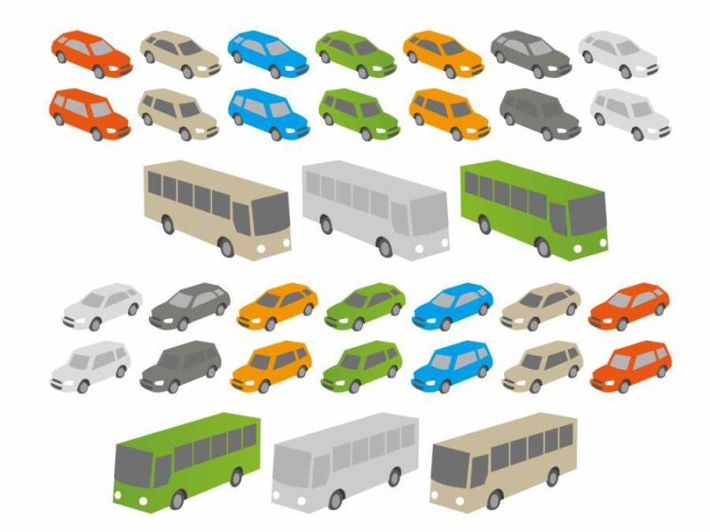 汽车和公共汽车（顶视图）