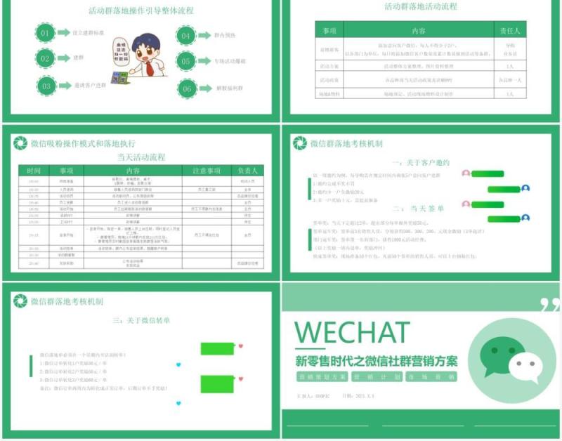 绿色简约新零售时代之微信营销方案通用PPT模板