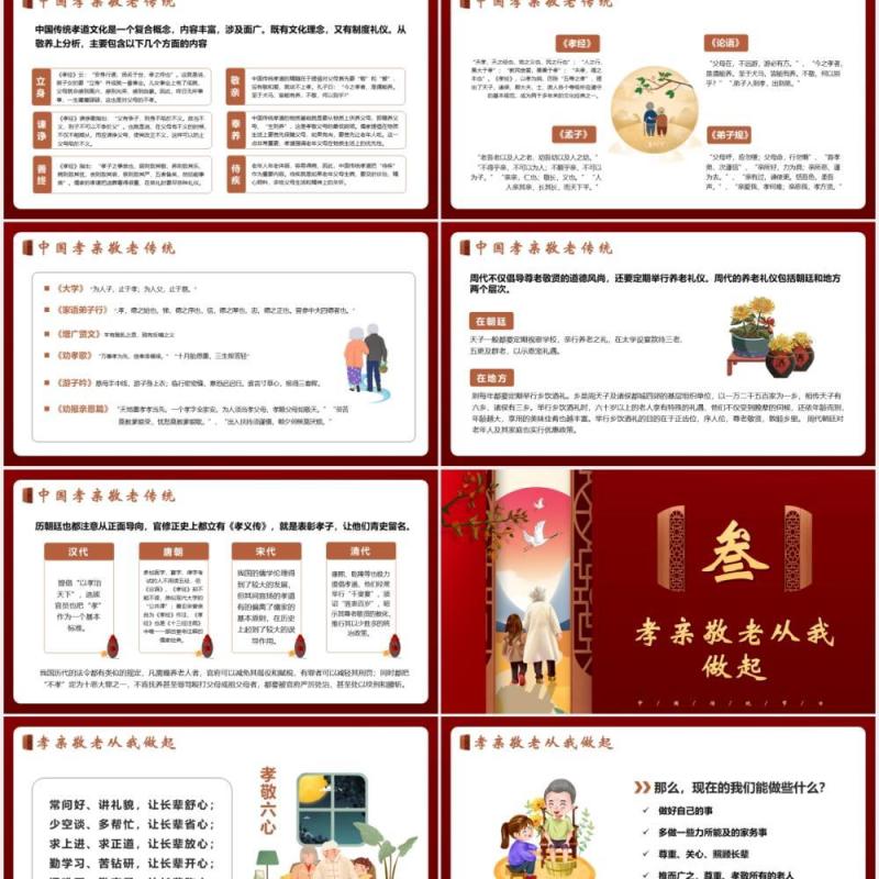 中国风中华传统节日九九重阳节关注老人主题班会PPT模版