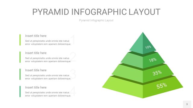 浅绿色3D金字塔PPT信息图表3