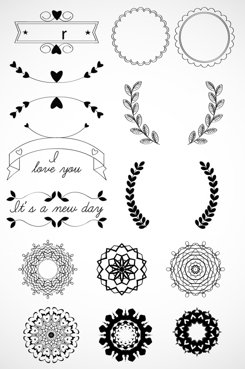 欧式边框标签矢量图欧式花纹花边设计元素