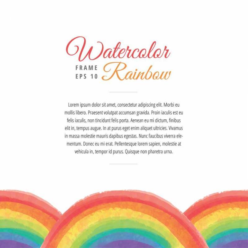 水彩彩虹框架模板矢量