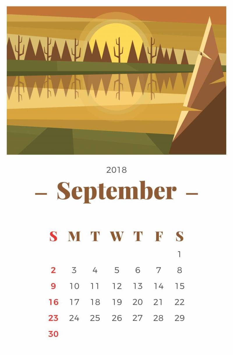 2018年9月景观月历