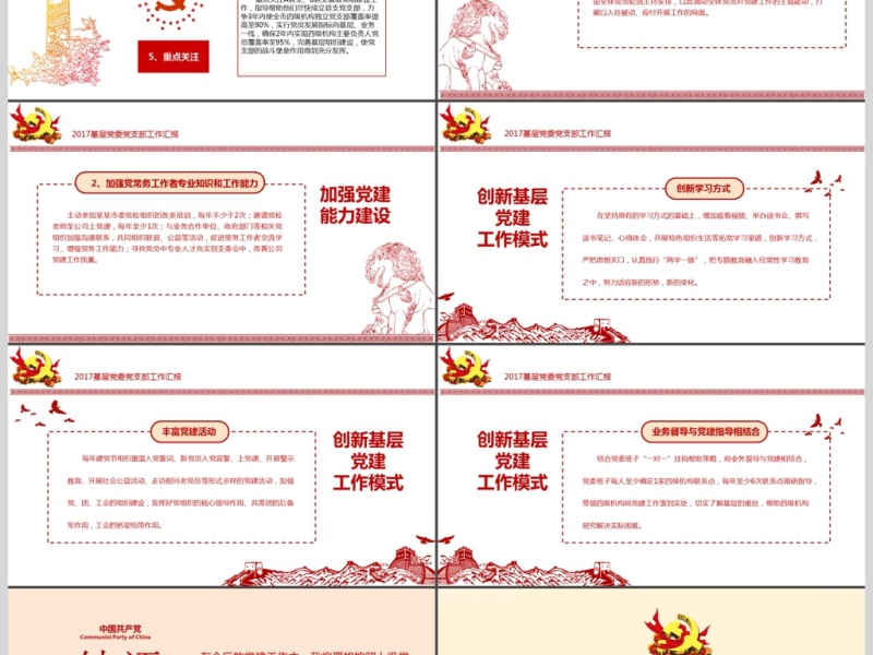 2017基层党委党支部工作总结ppt模板