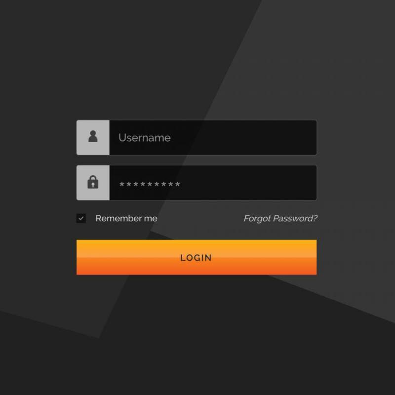 黑暗的登录表单模板设计，用户名和密码