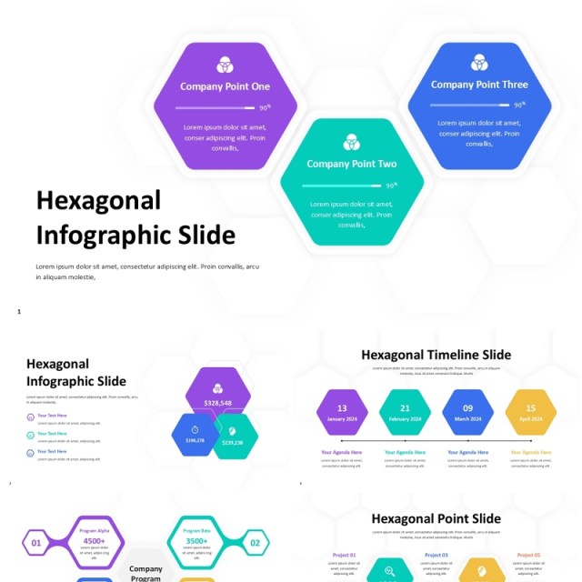 六边形信息图表PPT模板Hexagonal Infographic