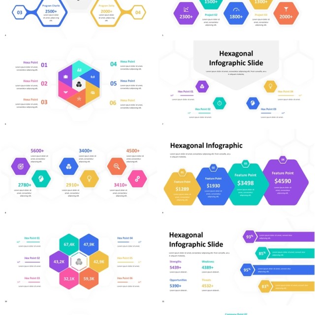 六边形信息图表PPT模板Hexagonal Infographic