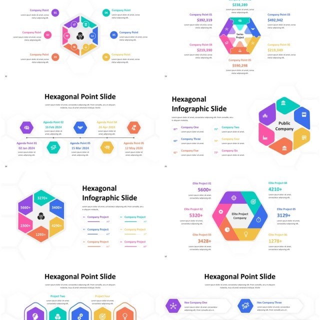 六边形信息图表PPT模板Hexagonal Infographic