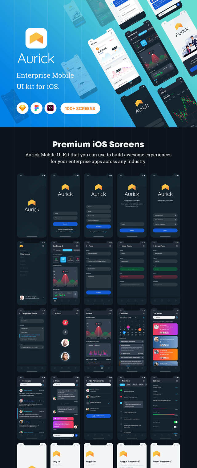 99+ iOS应用程序的UI工具包的设计师和开发人员,Aurick - 企业移动UI套件 99+ iOS应用程序的UI工具包的设计师和开发人员,Aurick - 企业移动UI套件
