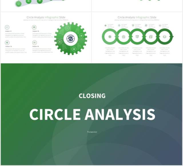 12套颜色圆形饼图数据可视化分析PPT信息图表素材Circle Analysis - PowerPoint Infographics Slides