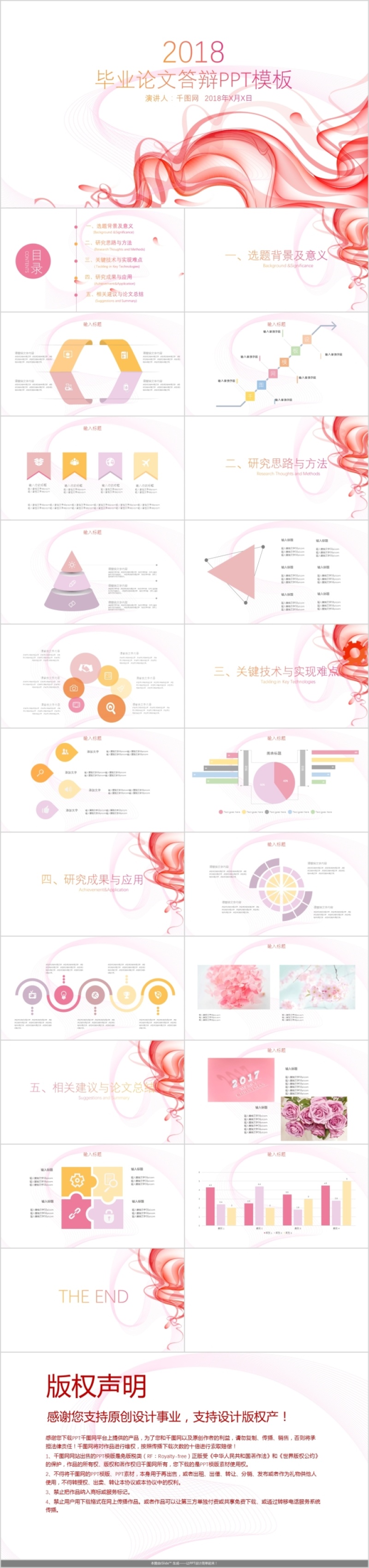 渐变线条科技感毕业答辩ppt模板