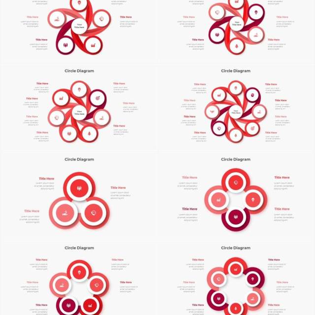 红色圆形结构图并列关系信息图表PPT元素素材Infographic Red 红色圆形结构图并列关系信息图表PPT元素素材Infographic Red