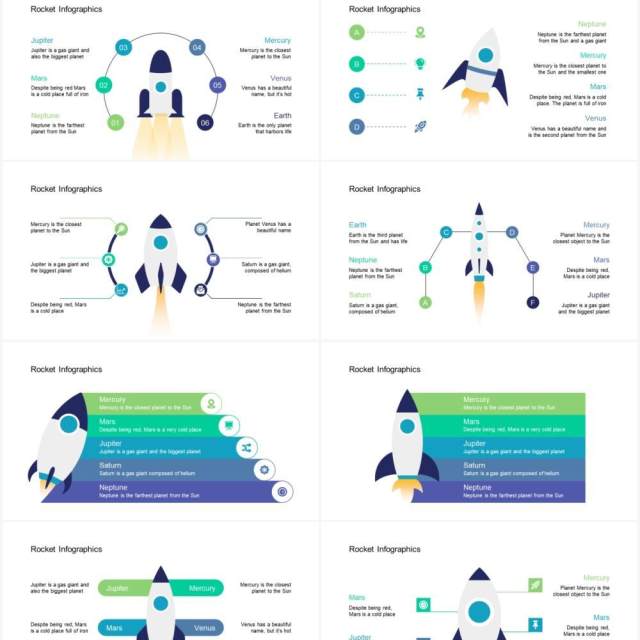 卡通创意图形火箭可视化图表素材PPT模板