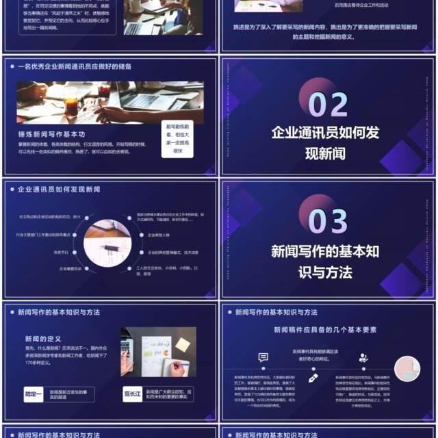 渐变简约风企业报新闻写作培训动态PPT模板