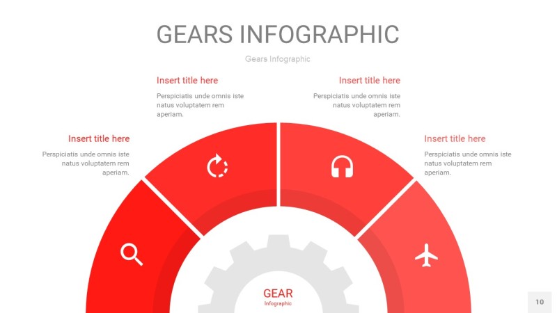 红色齿轮PPT信息图10