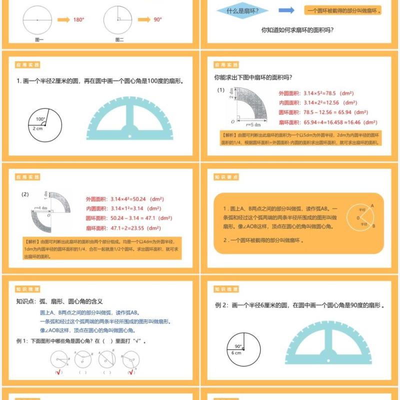 部编版六年级数学上册扇形课件PPT模板