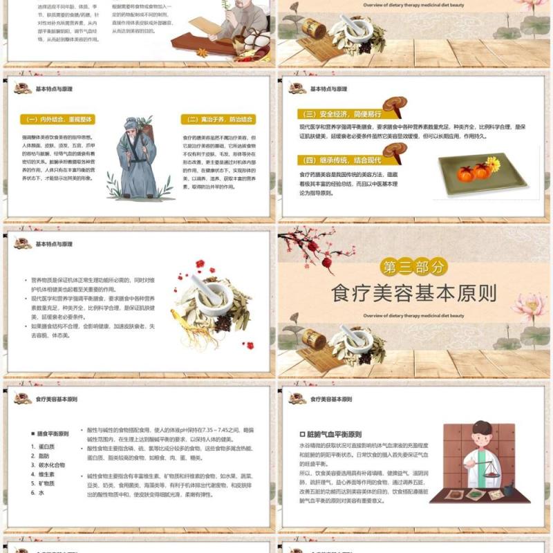 淡雅中国风食疗美容与营养搭配PPT模板