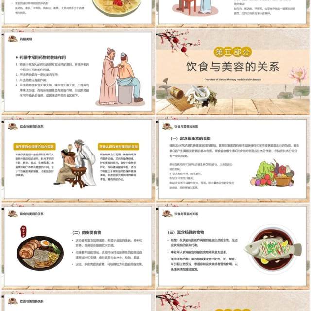 淡雅中国风食疗美容与营养搭配PPT模板 淡雅中国风食疗美容与营养搭配PPT模板