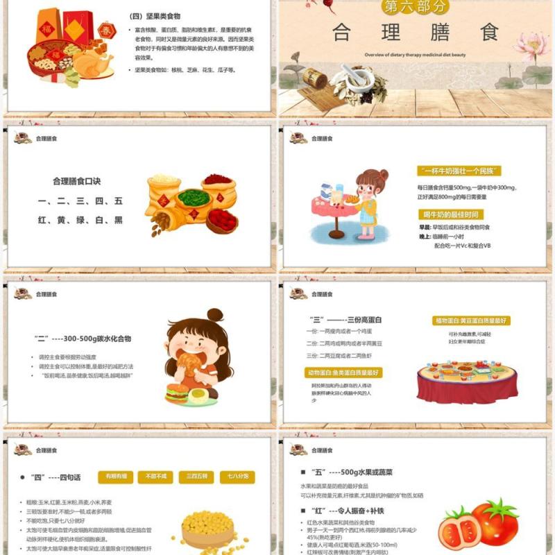 淡雅中国风食疗美容与营养搭配PPT模板