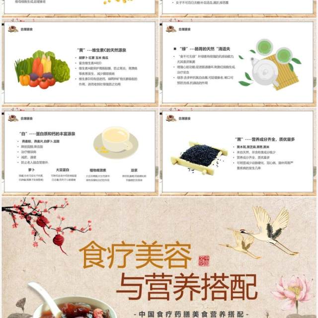淡雅中国风食疗美容与营养搭配PPT模板 淡雅中国风食疗美容与营养搭配PPT模板