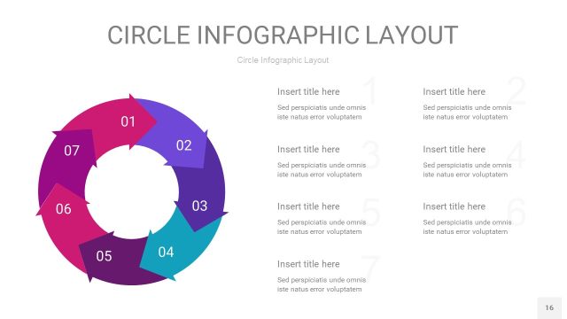 玫瑰紫色圆形PPT信息图16