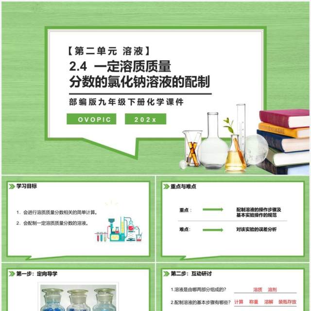 部编版九年级化学下册一定溶质质量分数的氯化钠溶液的配制课件PPT模板