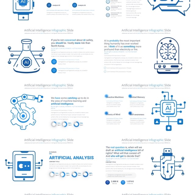 AI人工智能信息图PPT模板Artificial intelligence - Color 05 (Blue)