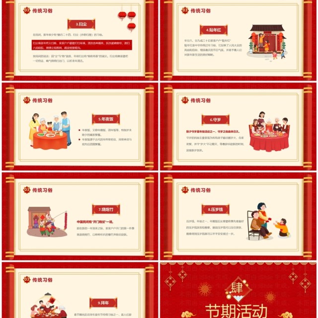 红色喜庆中国风春节习俗介绍PPT模板 红色喜庆中国风春节习俗介绍PPT模板