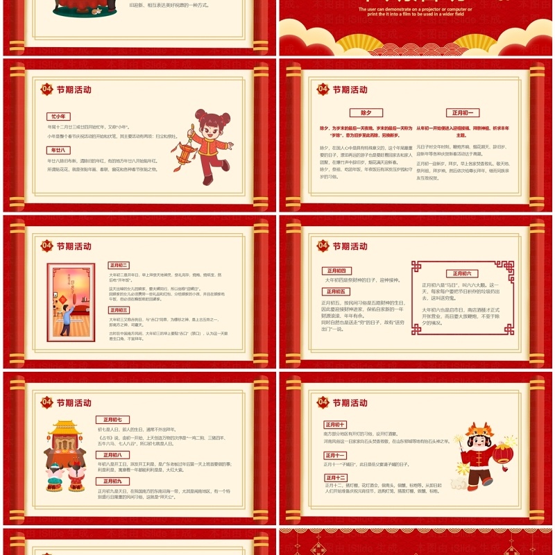 红色喜庆中国风春节习俗介绍PPT模板