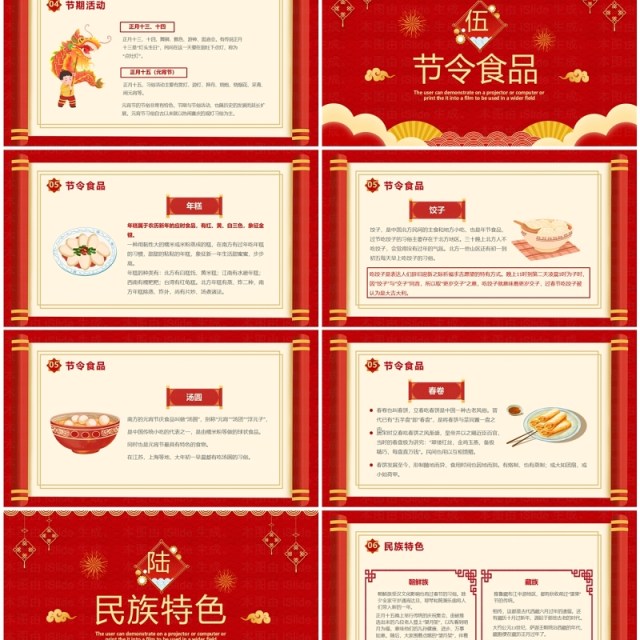 红色喜庆中国风春节习俗介绍PPT模板 红色喜庆中国风春节习俗介绍PPT模板