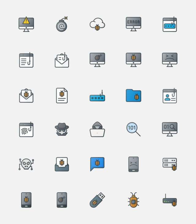 30 枚网络犯罪元素图标