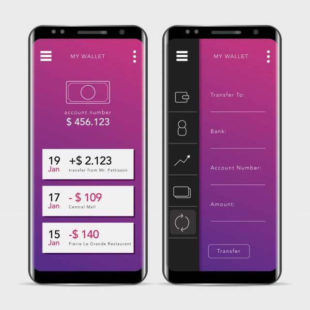 清洁和现代的移动银行应用程序GUI