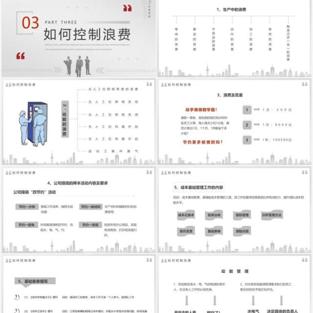 灰色简约商务风以降本增效提升企业竞争力PPT模板