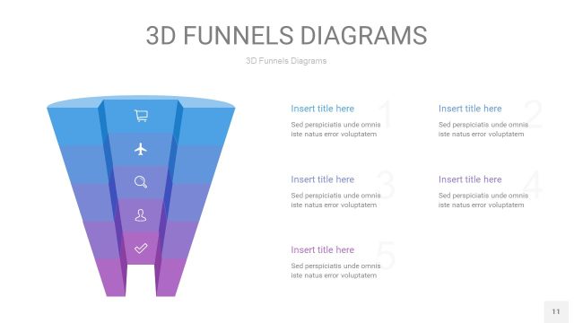 铁蓝色渐变3D漏斗PPT信息图表11