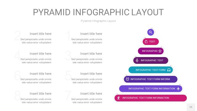 渐变紫色3D金字塔PPT信息图表11