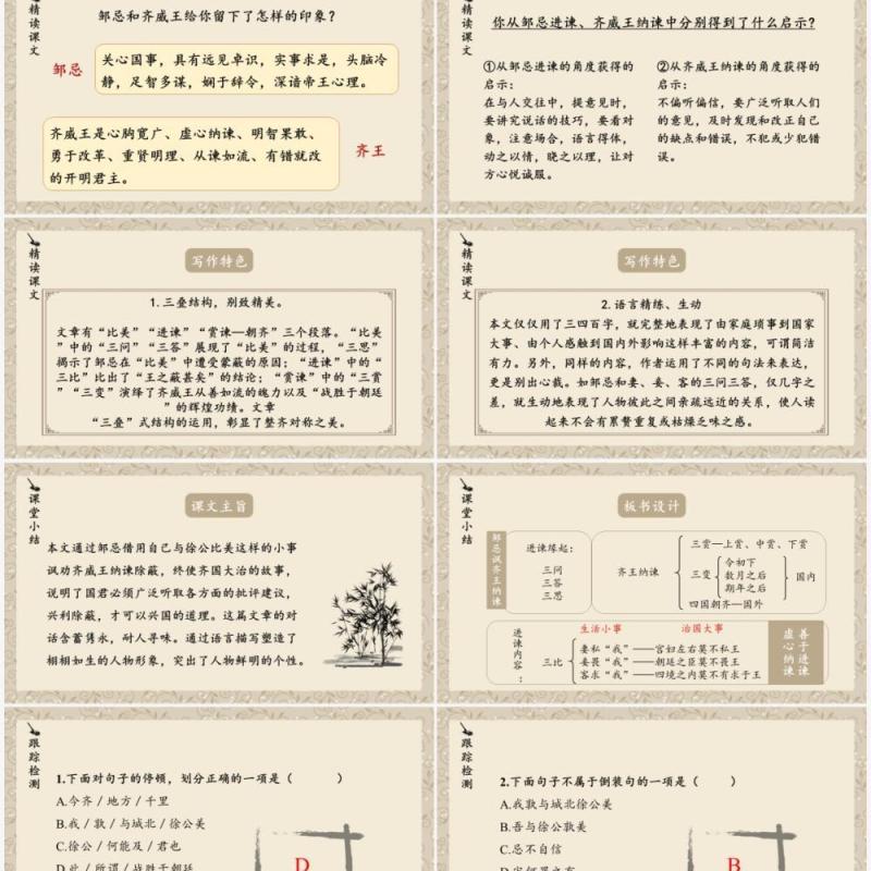 部编版九年级语文下册邹忌讽齐王纳谏课件PPT模板