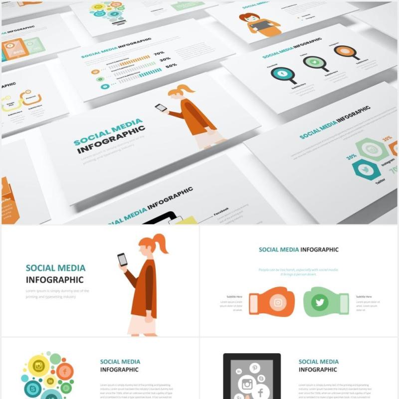 社交媒体信息图表PPT素材Social Media Infographic Powerpoint Template