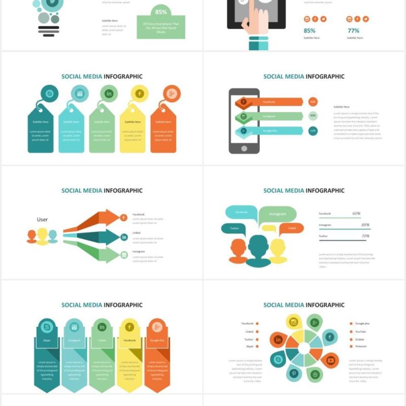 社交媒体信息图表PPT素材Social Media Infographic Powerpoint Template