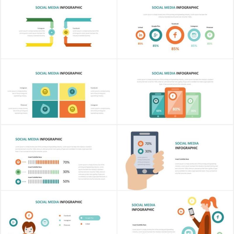 社交媒体信息图表PPT素材Social Media Infographic Powerpoint Template