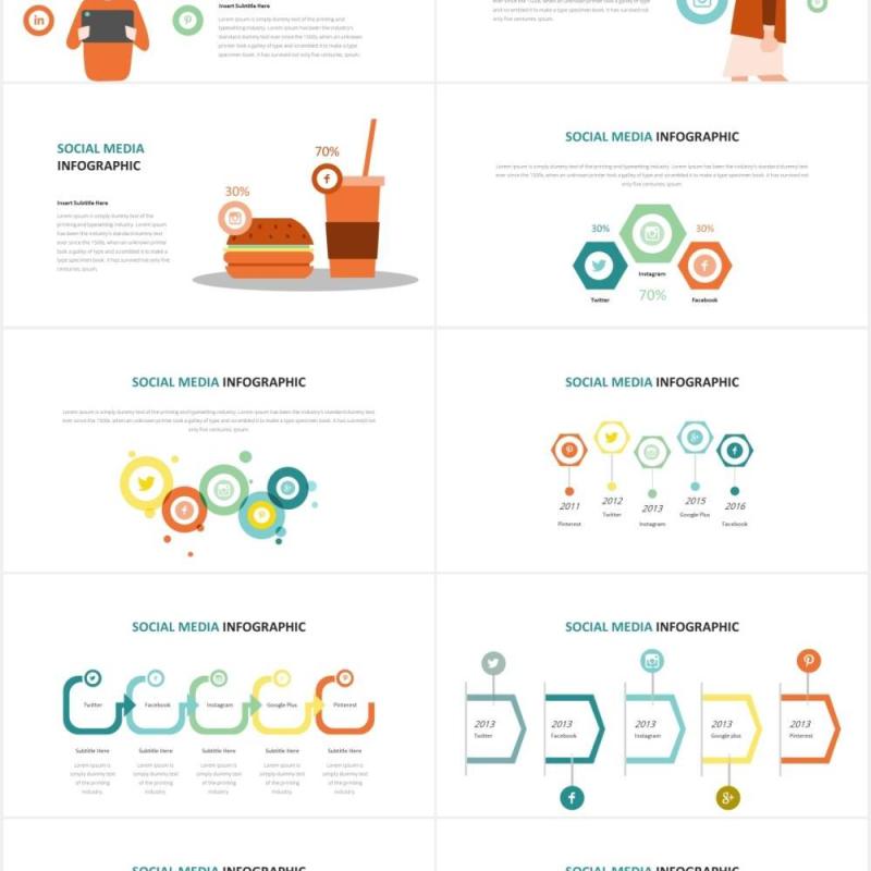 社交媒体信息图表PPT素材Social Media Infographic Powerpoint Template