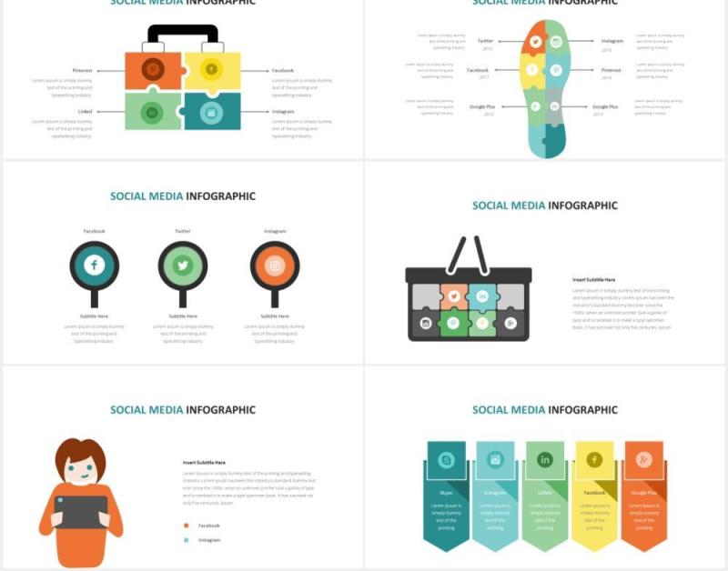 社交媒体信息图表PPT素材Social Media Infographic Powerpoint Template