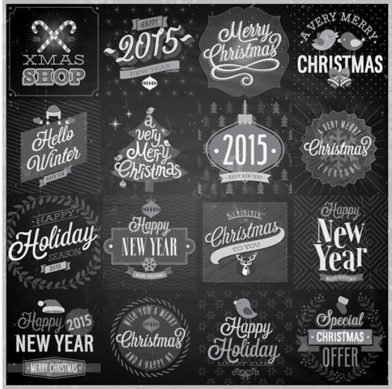 圣诞黑白标签
