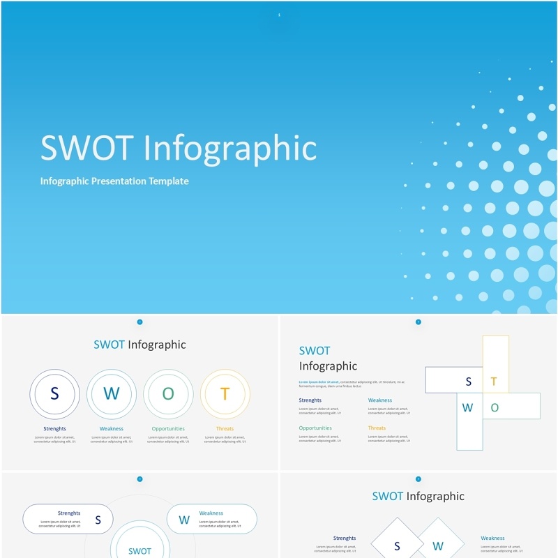 线形SWOT图表分析PPT模板SWOT Infographic