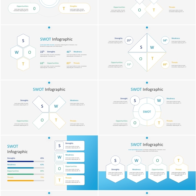 线形SWOT图表分析PPT模板SWOT Infographic