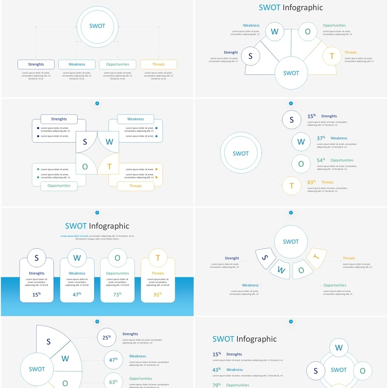 线形SWOT图表分析PPT模板SWOT Infographic